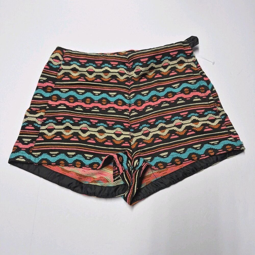 H&M Coachella High Waist Woven Tapestry Boho Aztec Geometric Festival Shorts 2